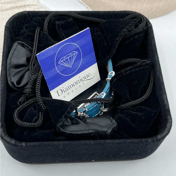 Vintage QVC Diamonique Crocodile-Embossed Leather Bracelet - Picture 8 of 11